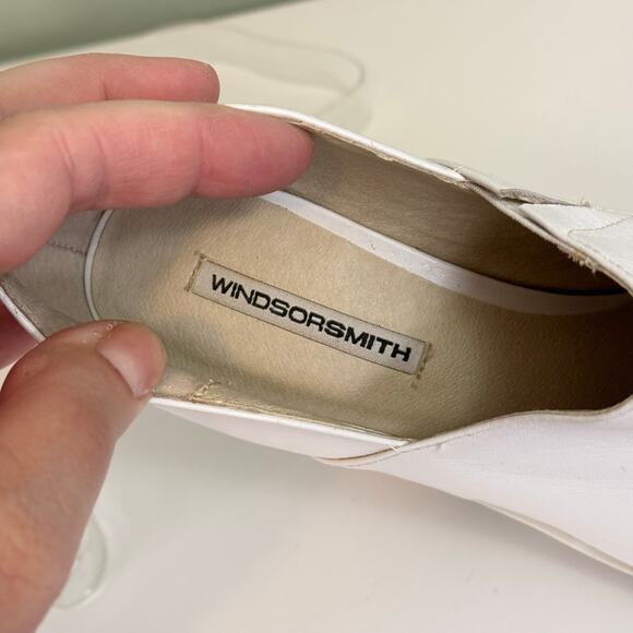 Windsor Smith POP Platform Womens 7 White Leather Block Heel Ankle Buckle Almond - Picture 3 of 14